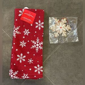 Wondershop Festive Red and White Snowflake Towel and Ornament